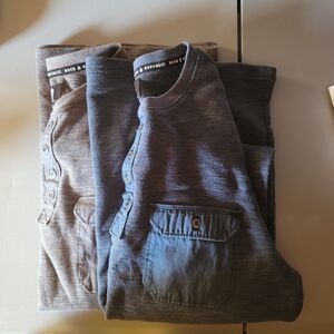 Rock And Republic Thermal Pocket Henley Set Of 2 LongSleeve Mens L